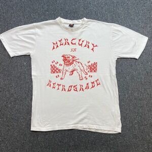 Hot Lava Mercury In Retrograde TShirt Sz M Mens White Skater Pitbull Graphic Tee